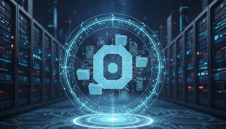 Arquivos e pastas sendo protegidos por um escudo digital, simbolizando a organização como defesa